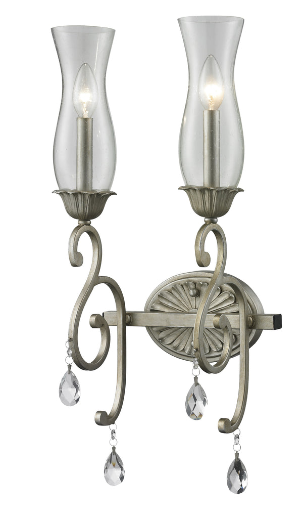 Melina 2 Light Wall Sconce in Antique Silver Finish