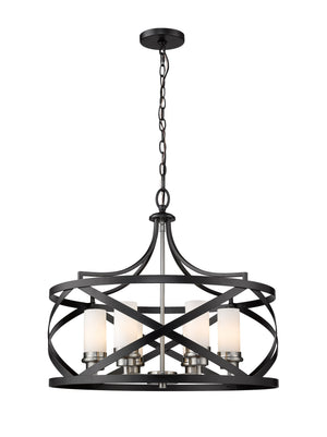 Malcalester 6 Light Pendant in Matte Black + Brushed Nickel Finish