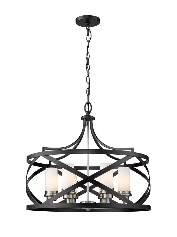 Malcalester 6 Light Pendant in Matte Black + Brushed Nickel Finish