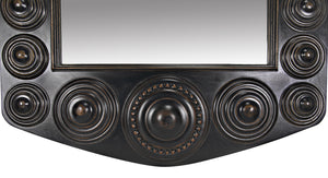 Nanna Mirror, Hand Rubbed Black with Light Brown Trim