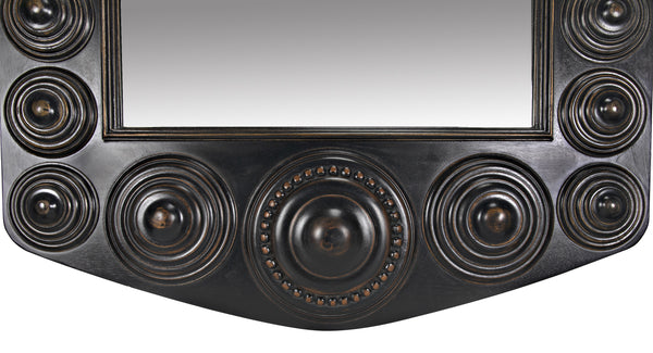 Nanna Mirror, Hand Rubbed Black with Light Brown Trim