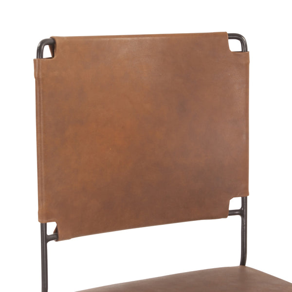 New York 17" Buffalo Leather and Iron Dining Chair, Brown
