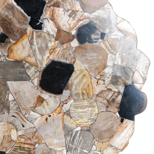 Norwest Solid Wood Coffee Table with Teak & Petrified Wood
