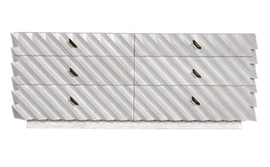 Hikaru White Wash Mahogany and Veneer Dresser with Brass Pulls