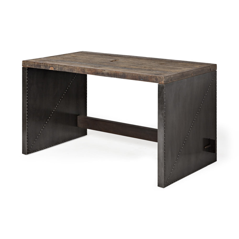 Orwell 52L x 28W Brown Wood Top Metal Cladded Frame Office Desk