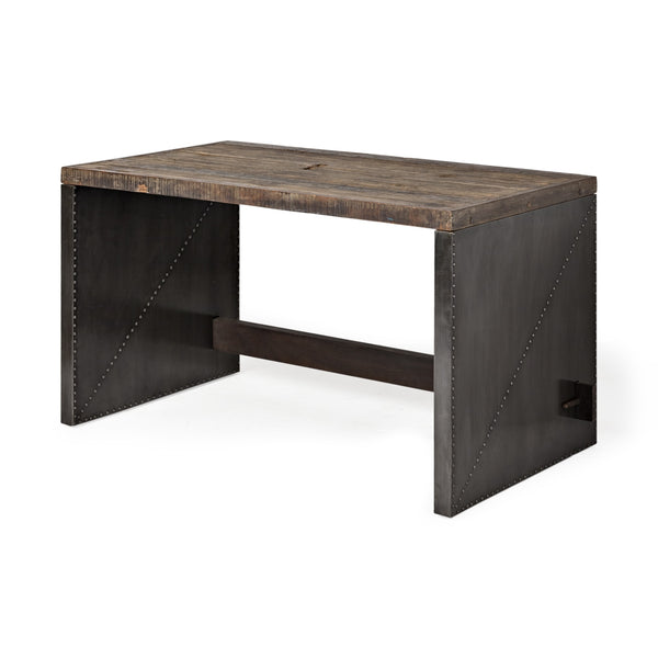 Orwell 52L x 28W Brown Wood Top Metal Cladded Frame Office Desk