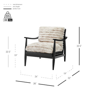 Edmond Faux Fur/Faux Leather Accent Arm Chair, Chrestville Sand/Black