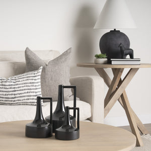 Burton 8.3H Small Glossy and Matte Black Ceramic Jug Vase