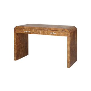 WATERFALL EDGE DESK IN DARK BURL WOOD