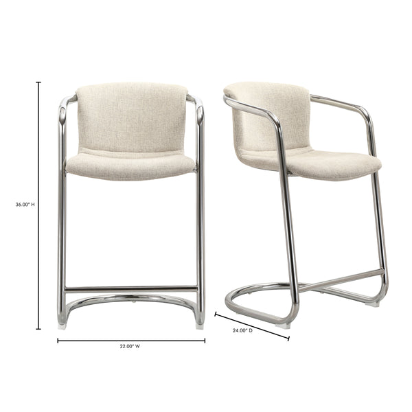 Moe's Freeman Chrome Frame Counter Stools - Blended Cream