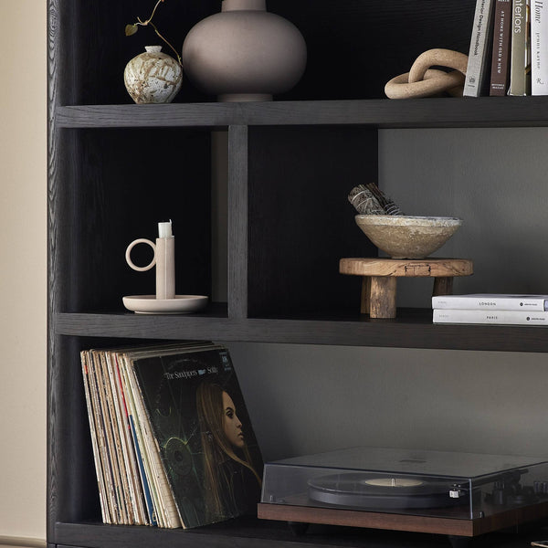 Noeline Wide Bookcase - Smoked Black Oak