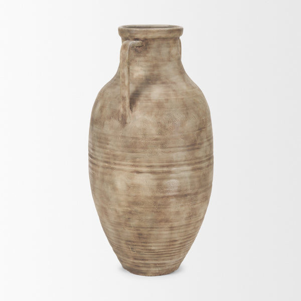 Tulsi Tall Matte Earth Brown Ceramic Floor Vase