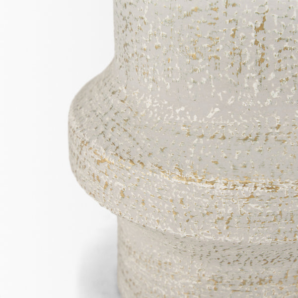 Tovah Medium Textured White w/ Gold Metal Vase
