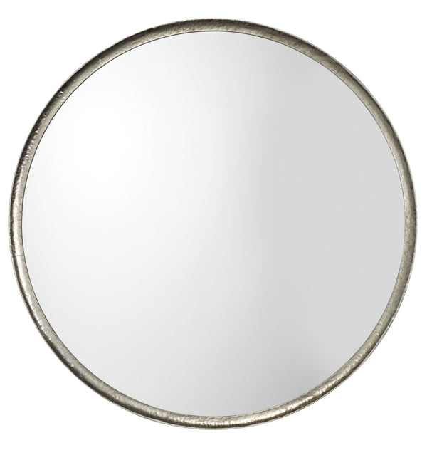 Refined Iron Round Wall Mirror, Silver