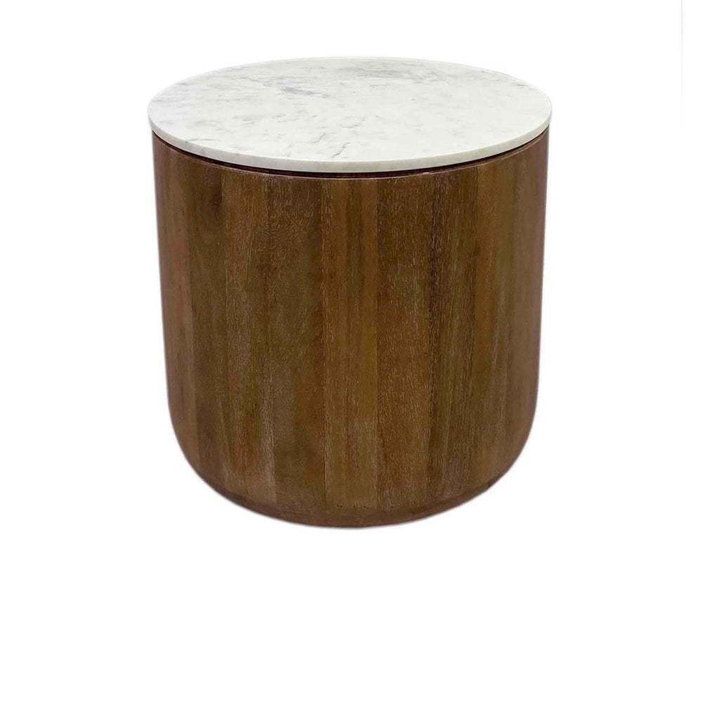 Josie Mango Wood End Table with Marble Top - Umber