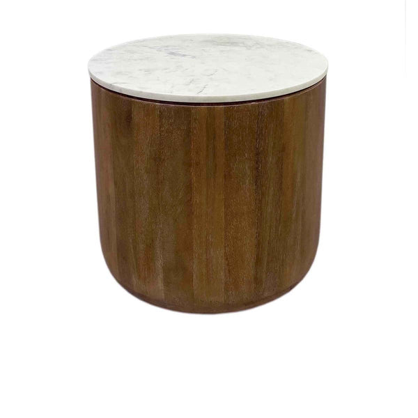 Josie Mango Wood End Table with Marble Top - Umber