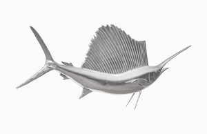 Sail Fish Wall Sculpture, Silver Leaf