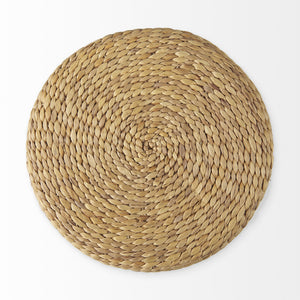 Maya 17.7L x 17.7W x 17.7H Light Brown W/Medium Brown Stripes Seagrass Round Pouf