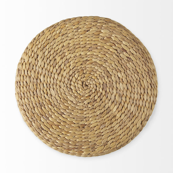 Maya 17.7L x 17.7W x 17.7H Light Brown W/Medium Brown Stripes Seagrass Round Pouf