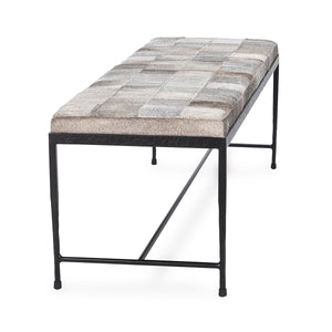Achen Hide Bench 60" Sparrow Gray with Iron Frame