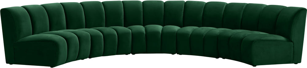 Lynda 5pc. Modular Sectional In Green Velvet