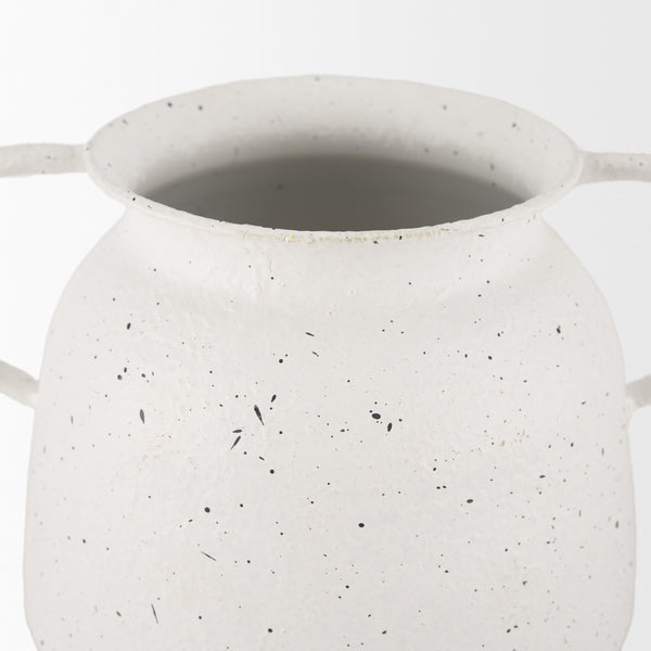 Treva Small White w/ Black Speckles Metal Vase