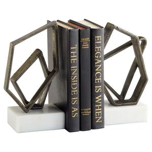 Euclid Bookends|Wht|Brnz
