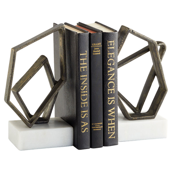 Euclid Bookends|Wht|Brnz