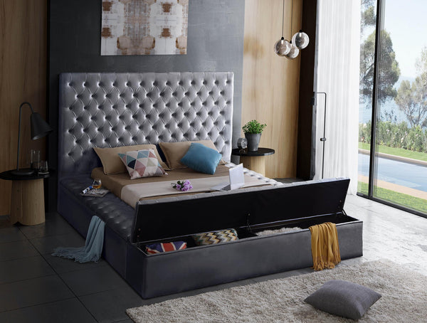 Randal Full Bed In Grey Velvet
