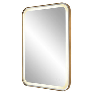 Crofton Lighted Brass Vanity Mirror