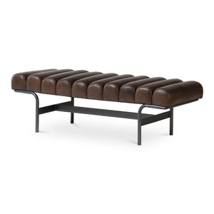 Moe's Harrison Dark Brown Leather Bench