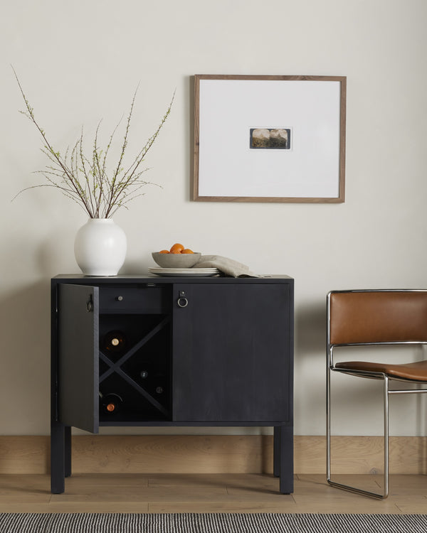 Isador Bar Cabinet In Black Wash Poplar