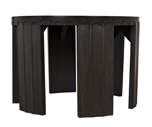 Fluted Side Table, Pale with Light Brown Trim