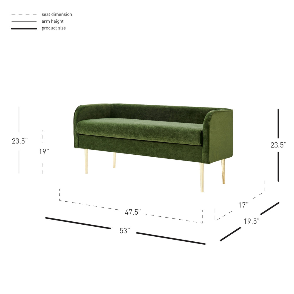 Marsha KD Velvet Bench, Dainty Green