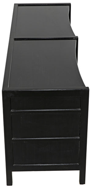 Hampton 6-Drawer Mahogany Dresser with Brass Pulls in Hand-Rubbed Black
