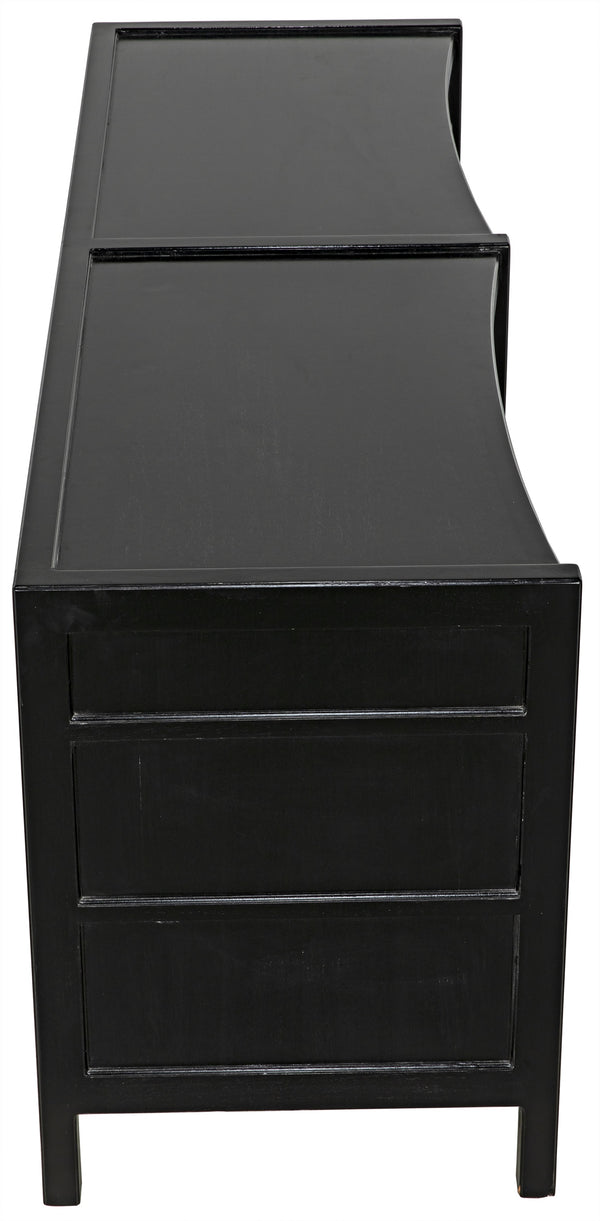 Hampton 6-Drawer Mahogany Dresser with Brass Pulls in Hand-Rubbed Black