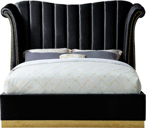 Hubert Queen Bed In Black Velvet