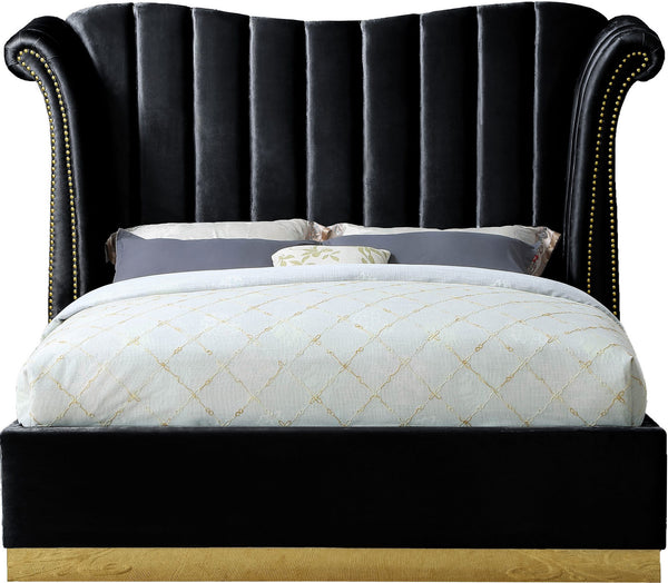 Hubert Queen Bed In Black Velvet