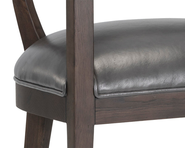 BRYLEA DINING ARMCHAIR - BROWN - BRENTWOOD CHARCOAL LEATHER
