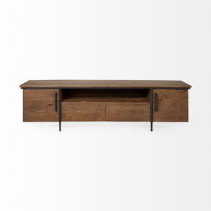Maddox V Brown Solid Wood TV Stand Media Console with Storage, TV up to 85"