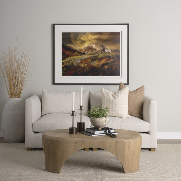 Shima Oval Light Brown Wood w/ Arched Legs Coffee Table
