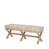 Solis II 50L x 16W Brown Base Beige Woven Leather Cushion Accent Bench