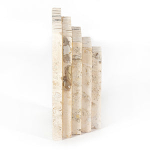 Stepped Bookends In White Travertine