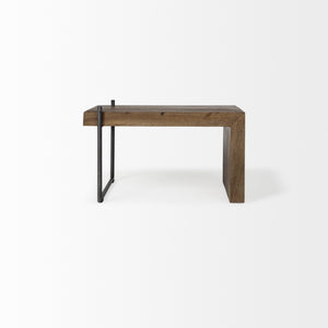 Maddox Set of 2 Brown Solid Wood Top Black Metal Base Nesting Coffee Tables