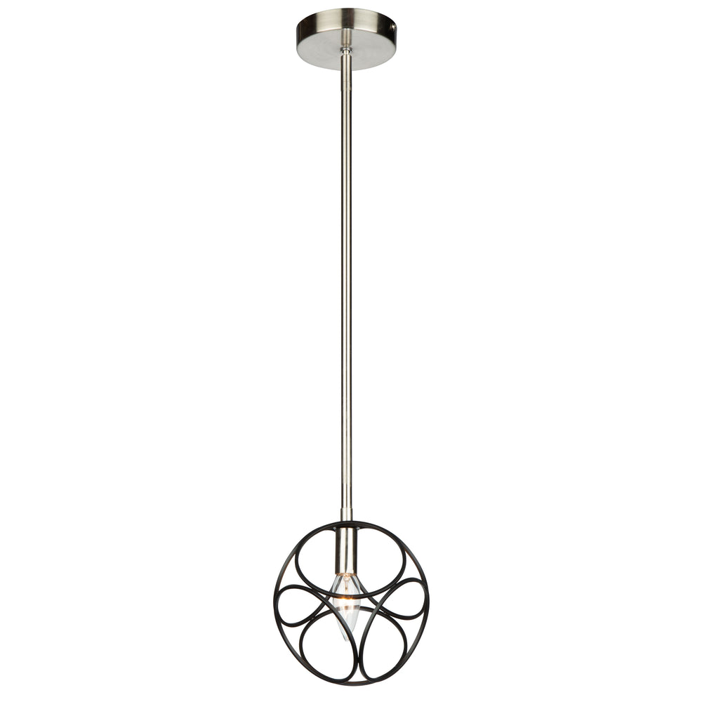 Sorrento 1 Light Pendant in Matte Black & Satin Nickel
