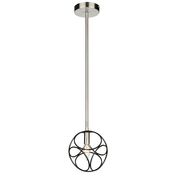 Sorrento 1 Light Pendant in Matte Black & Satin Nickel