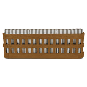 Adelaide Outdoor Sofa in Brown Stripe with Teak Frame