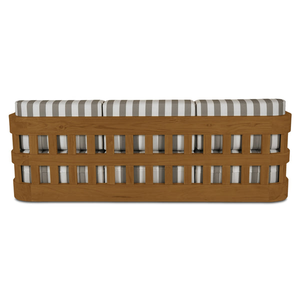 Adelaide Outdoor Sofa in Brown Stripe with Teak Frame