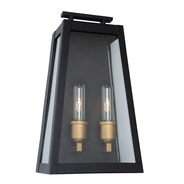 Charlestown Extra Large Outdoor 2 Light Wall Light in Black, Vintage Gold