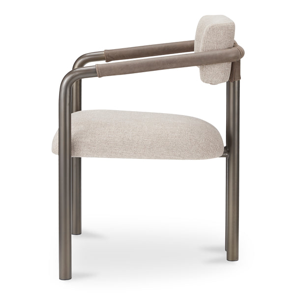 Moe's Cassidy Dining Chair in Brown with Leather Arms